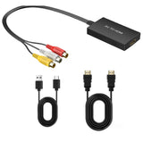RCA Female Input to HDMI Converter Unit for VHS VCR Xbox N64 DVD Player Device
