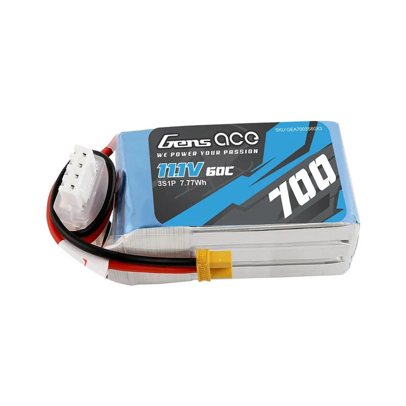 Gens Ace 700mAh 11.1V 60C 3S LiPo Battery w/ XT30 Plug Battery