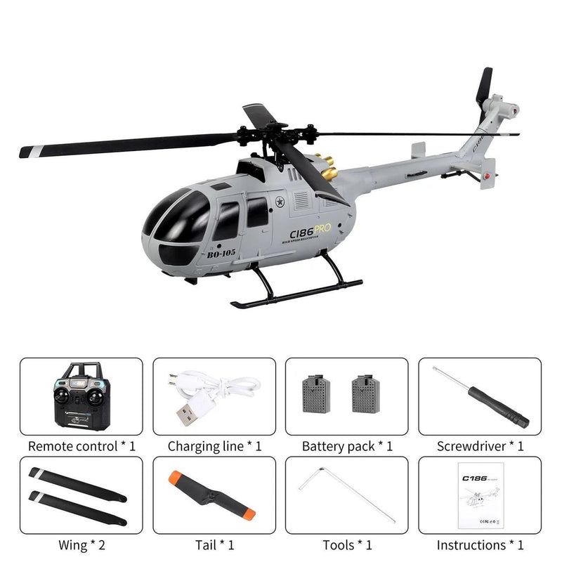 1/48 C186 Flybarless RC Helicopter with Barometer Altitude Hold Gyro Battery