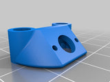 Blue 3D printed FPV drone SMA antenna mount with circular opening and mounting holes