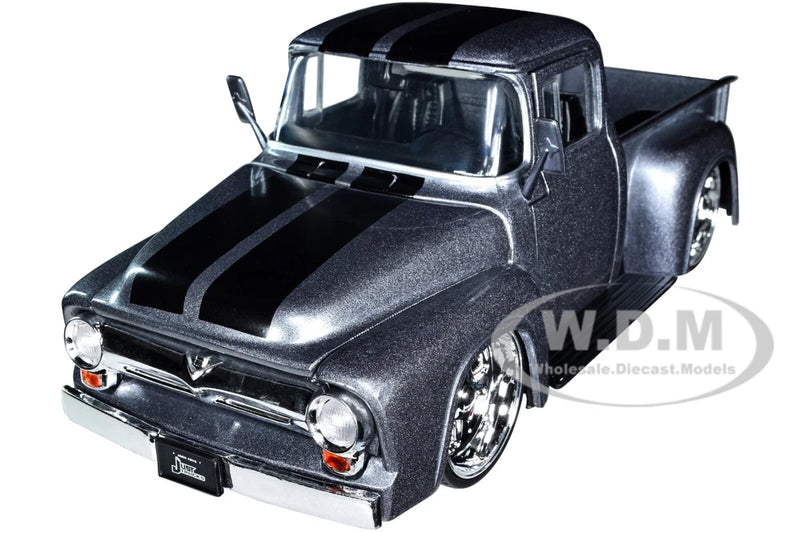 1956 FORD F-100 PICKUP GRAY METALLIC 1/24 DIECAST MODEL CAR BY JADA 34308