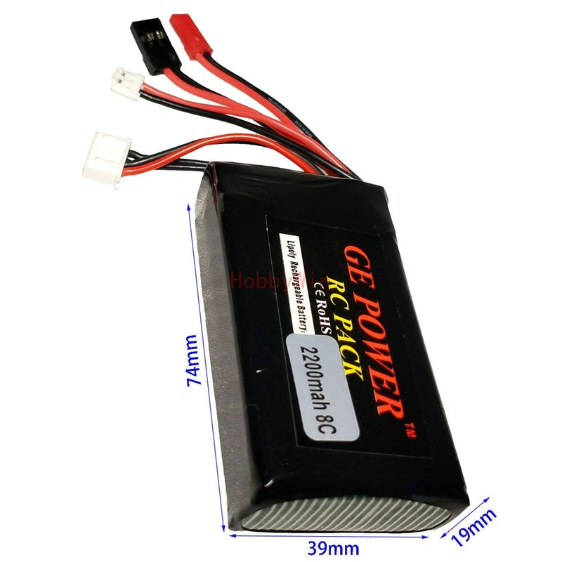 11.1V 3S 2200mAh 8C LiPo Battery Multi Connectors for RC Hobby Radio Controller Battery
