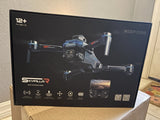 Photography drone box with illustrated quadcopter and handheld controller