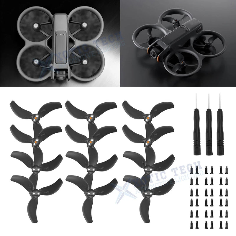 12-pack black-tip spare drone propellers with mounting hardware