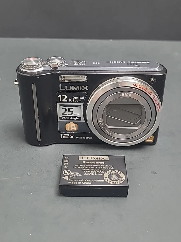 Panasonic Lumix DMC-ZS1 Black Digital Camera Zoom 14.1MP Tested w/Battery