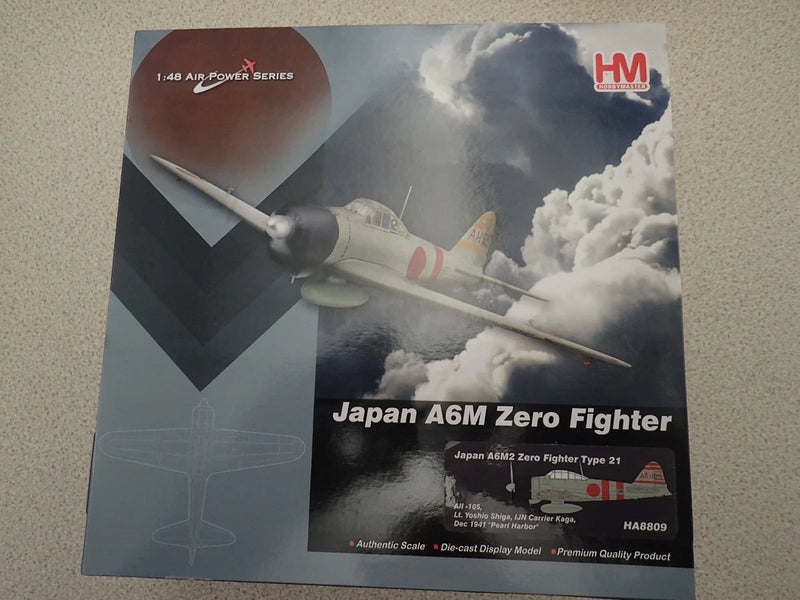 Sealed 1:48 scale Japan A6M2 Zero Type 21 fighter model kit box with aircraft artwork