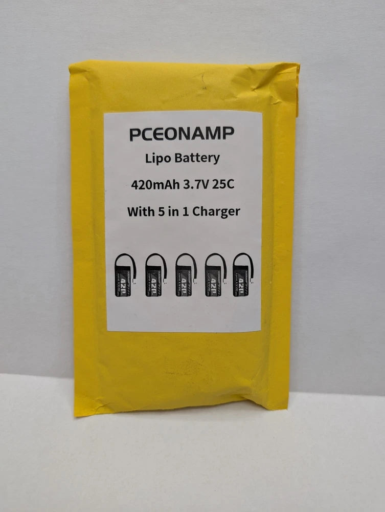 Pceonamp 1s Lipo Batteries 6 Pcs Pack (5 Batteries 1 Five Port Charger) Battery