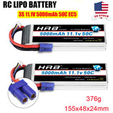 2xHRB 3S 11.1V LiPo Battery 5000mAh 50C EC5 for RC Helicopter Airplane Car Boat