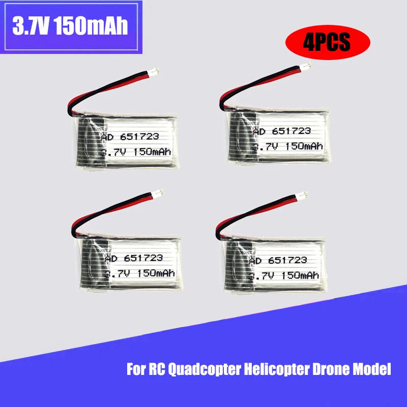 4Pcs 3.7V 150mAh LiPo Battery PH1.25 plug For H36 E010 E011 E013 F36 CX-95 NH010