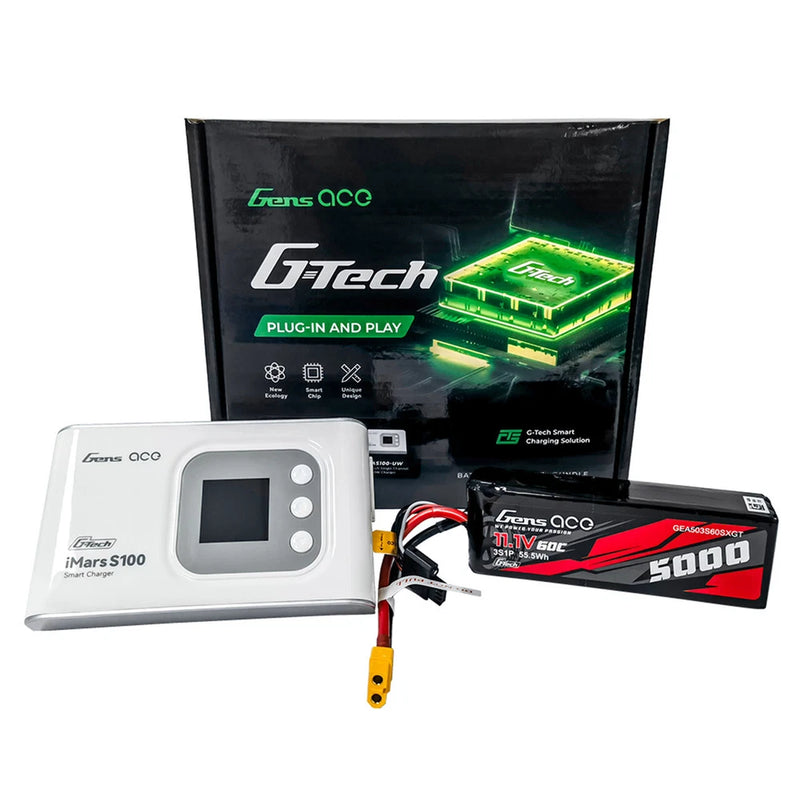 Gens ace 5000mAh G-Tech Short-Size 3S Lipo Battery*1+IMars S100 G-Tech Charger*1 Battery
