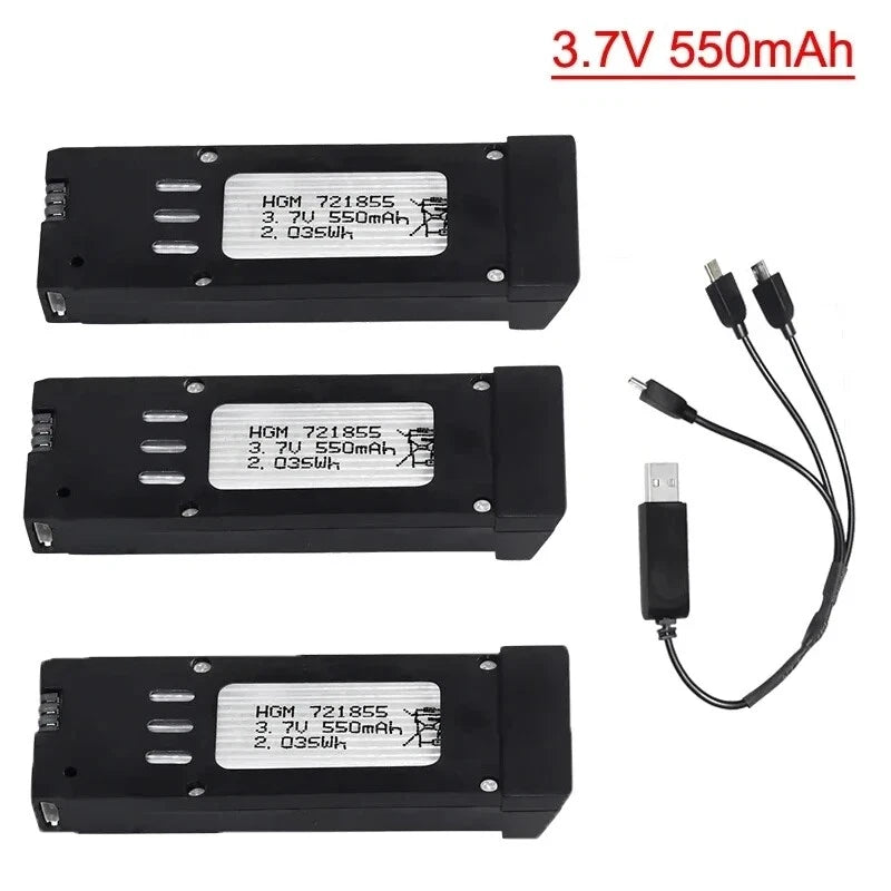 3x 3.7V 550mAh Battery 3 in 1 Charger for RC Quadcopter Drone JY019 E58 S168 USA