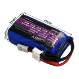 Blue 2S 600mAh LiPo battery pack with JST connector and red/black lead wires