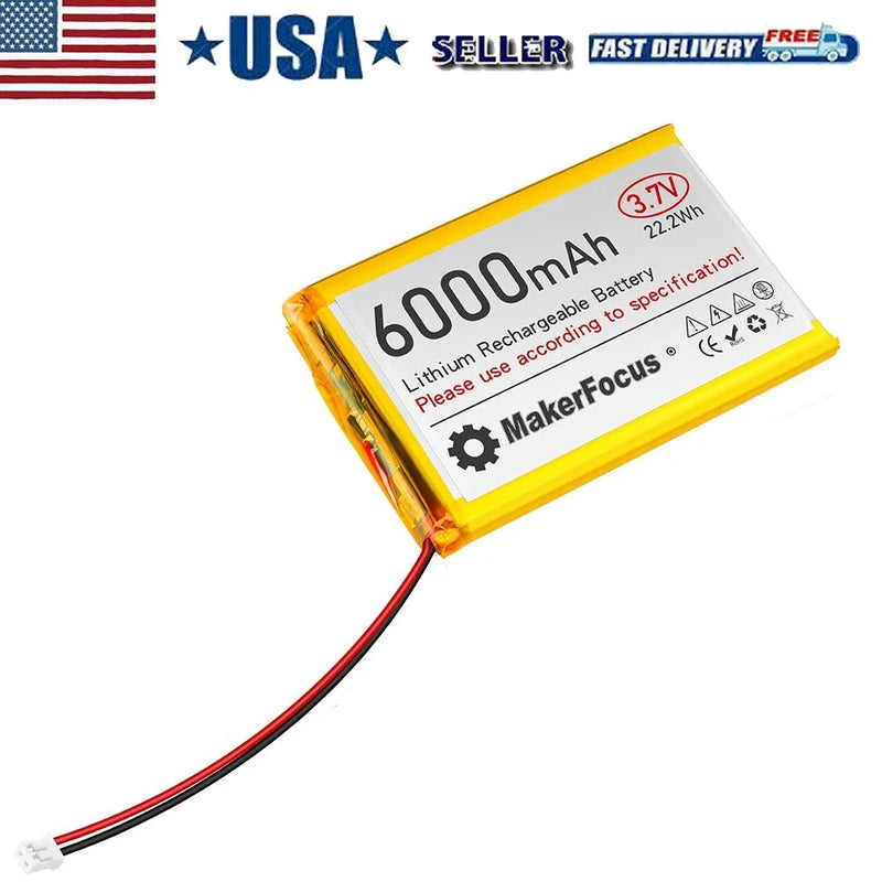 MakerFocus 3.7V 6000mAh LiPo Battery 1S 3C PH2.0 Plug for Arduino ESP32 Board Battery