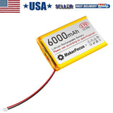 MakerFocus 1S LiPo battery pack with PH2.0 plug, red/black leads, 6000mAh yellow pouch