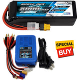 NHX Muscle Pack 4S 14.8V 8000mAh 100C Lipo Battery w/ XT60 / EZ6 Charger Battery