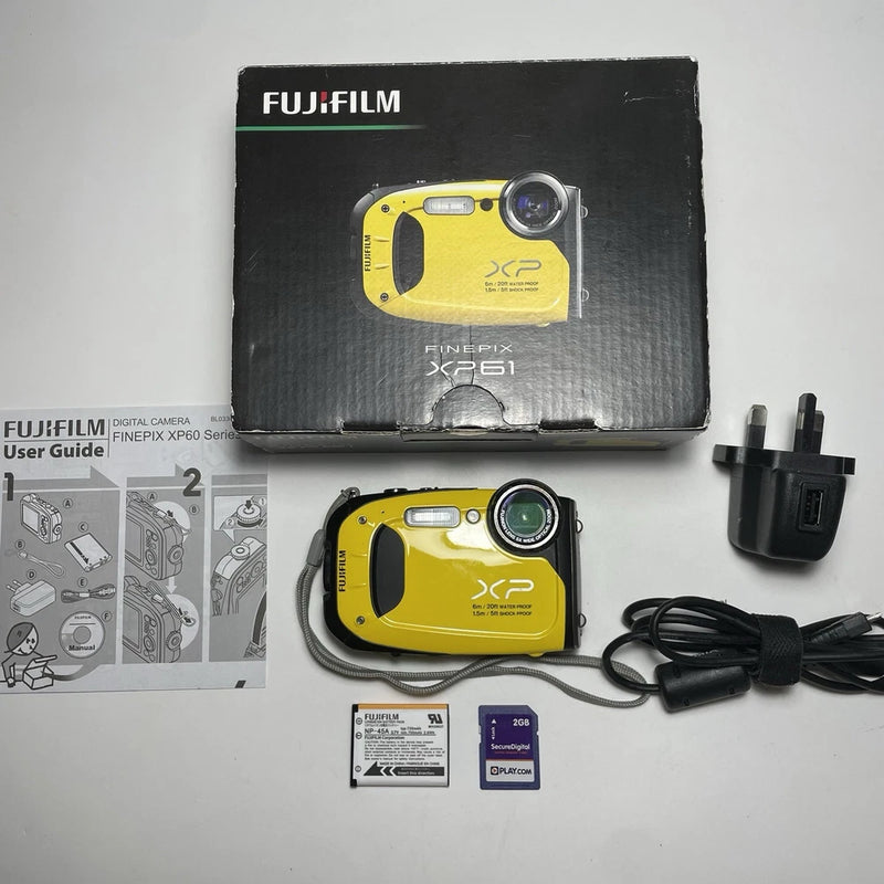 Fujifilm FinePix XP61 16.4MP Waterproof Digital Camera Tested+ Chgr, Batt, Guide