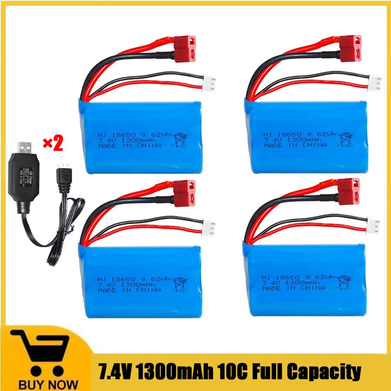 4¡Á 7.4V 1300mAh 10C Lipo battery with T plug for Meizhi 2856 high speed RC truck