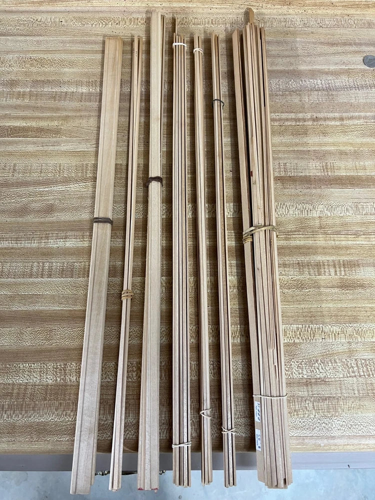 Hardwood hobby model strips and sticks, bundled with string in a large lot