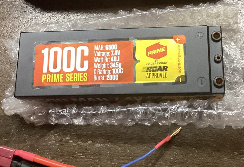 ROAR Approved Racers Edge Prime 2S 100C 6500mAh LiPo Battery RCELP2S6500100C