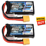 NHX Muscle Pack 2S 7.4V 1000mAh 25C Lipo Battery w/ XT60 Connector (2) Battery