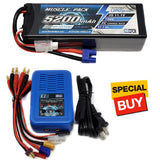 NHX Muscle Pack 3S 11.1V 5200mAh 100C Lipo Battery w/EC3 Connector / EZ6 Charger Battery