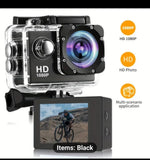 4K action camera with Xtra in clear waterproof case, front lens and rear screen visible
