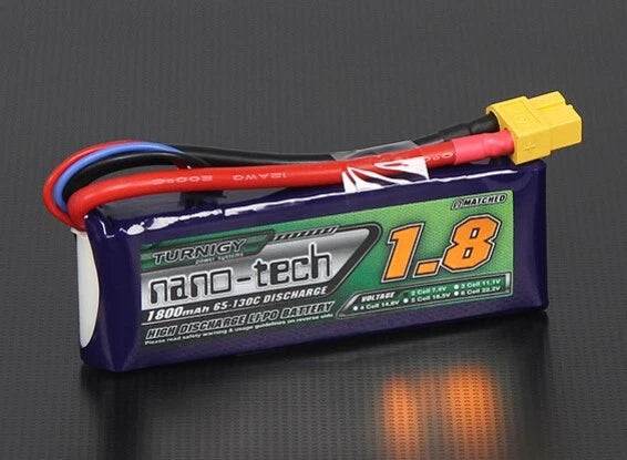 TURNIGY NANO-TECH 1800mAh 2S 7.4V 65C-130C LIPO BATTERY XT60 RC Battery