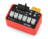 6-port lithium battery charging hub with PH2.0 connectors on black PCB, red base