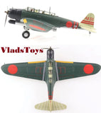 Scale model aircraft with green fuselage and red markings, shown top and side views