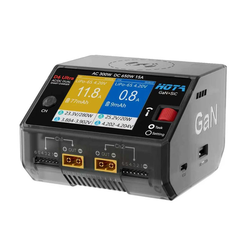 HOTA D6 Ultra GaN + SiC AC/DC Charger - Transparent Black Battery