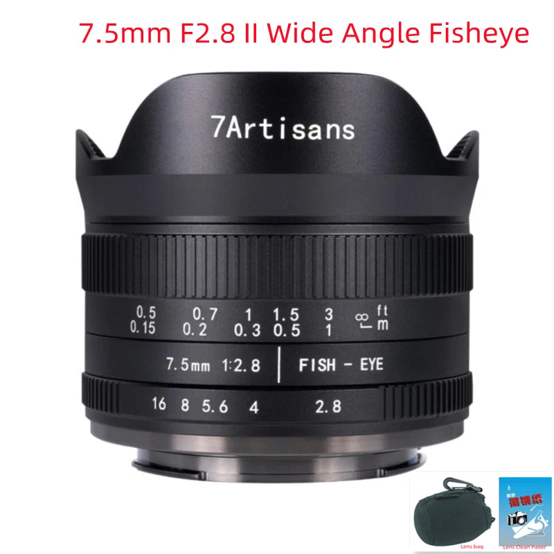 7artisans 7.5mm F2.8 II APS-C Wide Angle Fisheye Lens for Fujifilm Fuji X-T3 T20