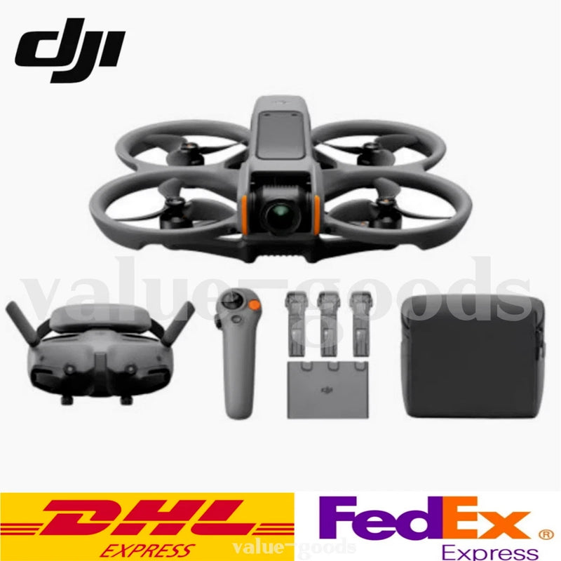 DJI Avata 2 drone kit with quadcopter, controller, three batteries and carrying case