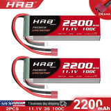 2pcs HRB 2200mAh 3S 11.1V Lipo Battery Deans for RC Car Turck Racing FPV Plane