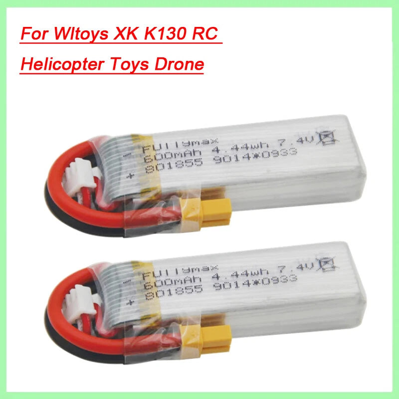 600mAh 7.4V Lipo Battery XT30 plug For Wltoys XK K130 RC Helicopter Toys Drone