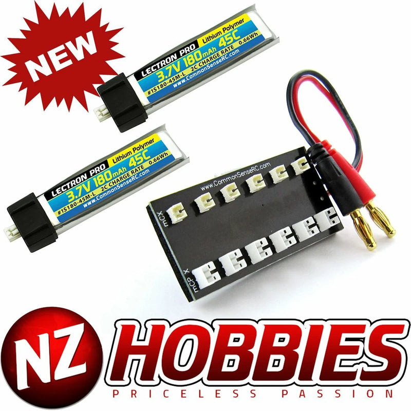 Combo Lectron 1S 3.7V 180mAh 45C (2pcs) Lipo Battery w/Parallel Charging Board