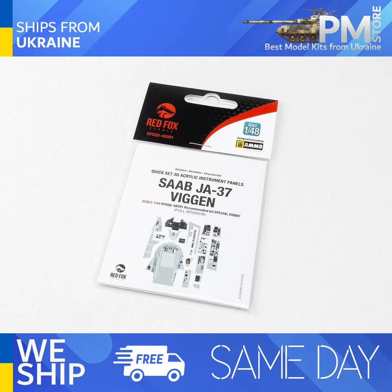 1/48 3D model instrument panel decal sheet with cockpit details, Saab Viggen