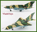 1/72 scale MIG-21MF fighter jet model in green and tan Egyptian Air Force scheme