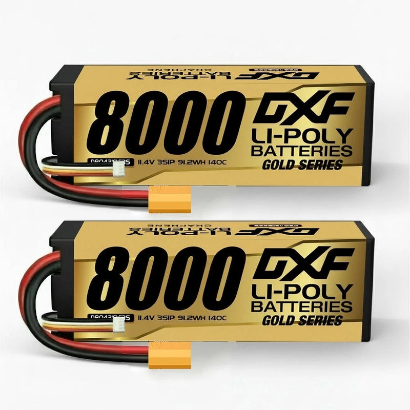 DXF 2PCS Performa Racing Graphene  Lipo 8000 11.4V 3S 130C Battery GOLDEN XT90