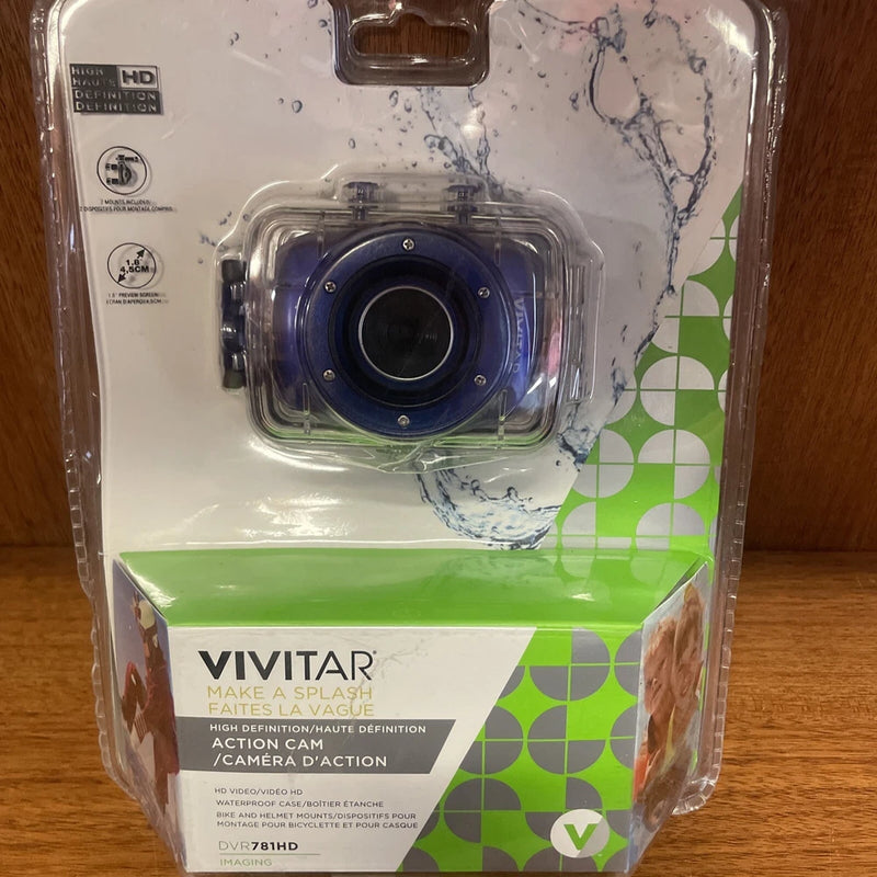 Vivitar HD Action Camera W/Waterproof Case Bike Helmet Mount DVR781HD, Brand New