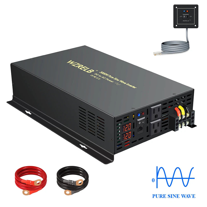 WZRELB 12VDC to 110V120VAC 3000W Pure Sine Wave Inverter Peak 6KW home new solar