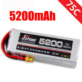 RC Li-Po battery pack with XT60 connector, red/black wires, and 5200mAh label