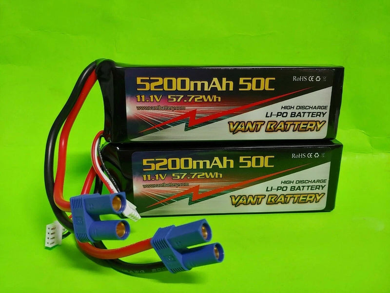 2X VANT 3S 11.1V 5200mAh 50C Lipo Battery Pack EC5 ARRMA OUTCAST SENTON GRANITE