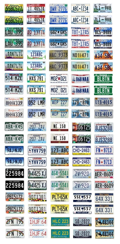 1/32 scale model car assorted USA 2020 license plates state tags 1:32