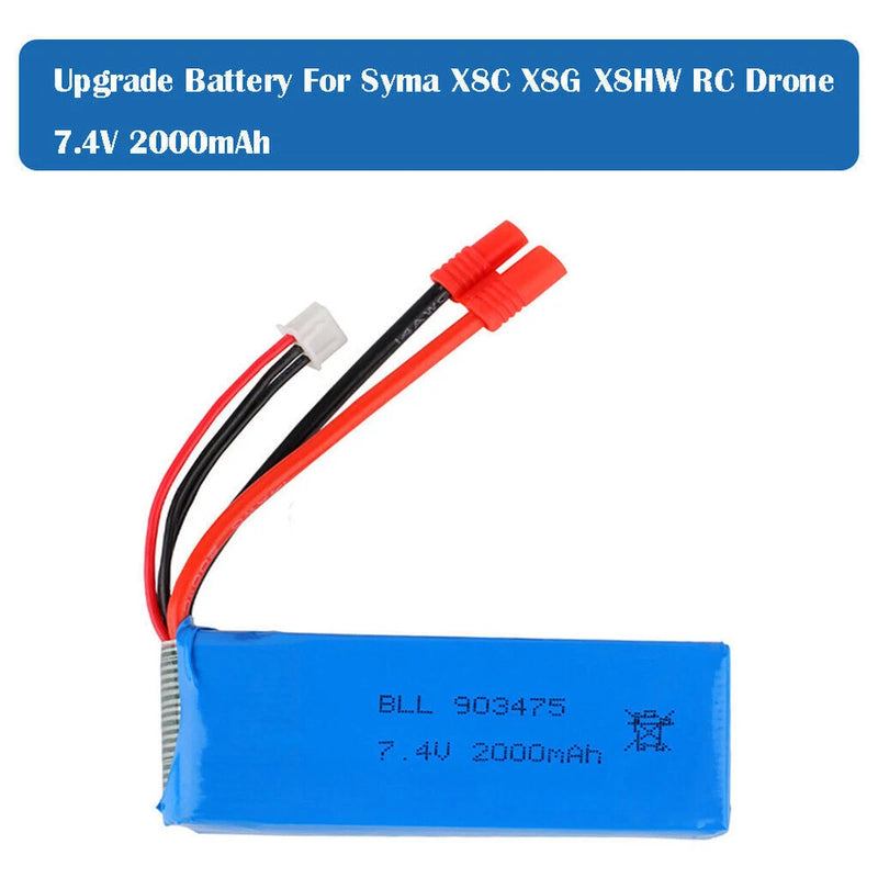 1¡Á 7.4V 2000mAh Lipo Battery For Syma X8 X8C X8W X8G RC Drone Upgrade Spare Part
