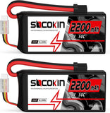 2S Lipo Battery 7.4V 50C 2200mAh Batteries with TR Connector Plug Soft Case