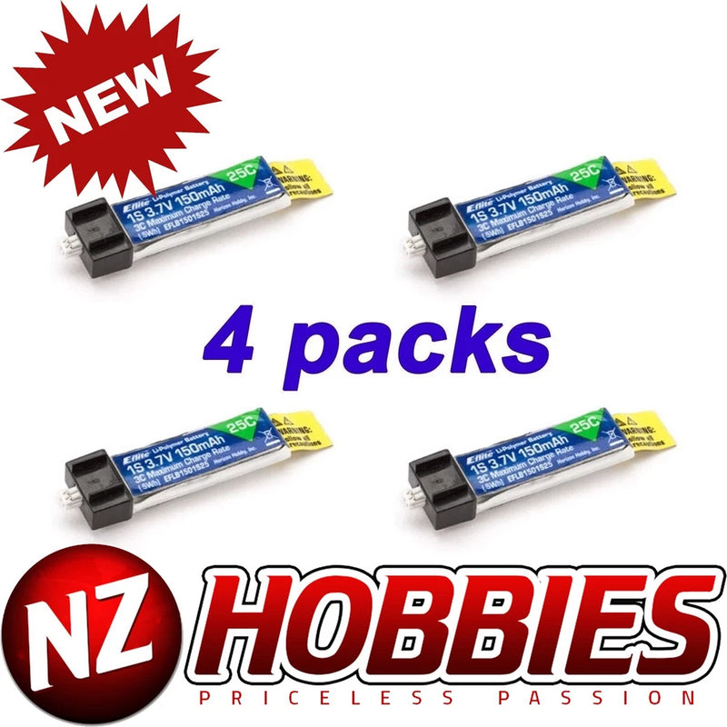 E-flite EFLB1501S25 150mAh 1S 3.7V 25C LiPo Battery 4pcs Blade NCPX / Nano QX Battery