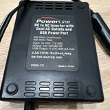 PowerLine Mobile AC Outlet 200W DC to AC Converter 0900-73 USB Power Port Tested