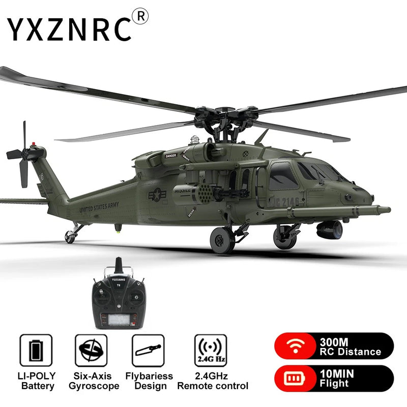 YXZNRC F09-V RC Helicopter 2.4G 6CH 6-axis Gyro Army 3D Stunt Remote Control