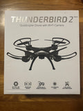 WiFi camera quadcopter drone illustration on product box, black body with four rotors