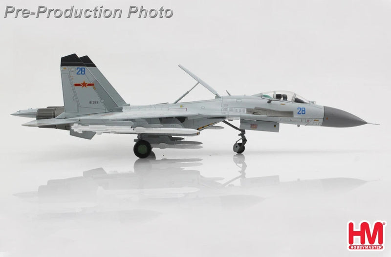 Hobby Master J-11 Flanker B 1:72 model with blue tail, landing gear down